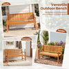 3-seater outdoor wooden bench with backrest, made of solid fir wood, designed for indoor or outdoor relaxation.
