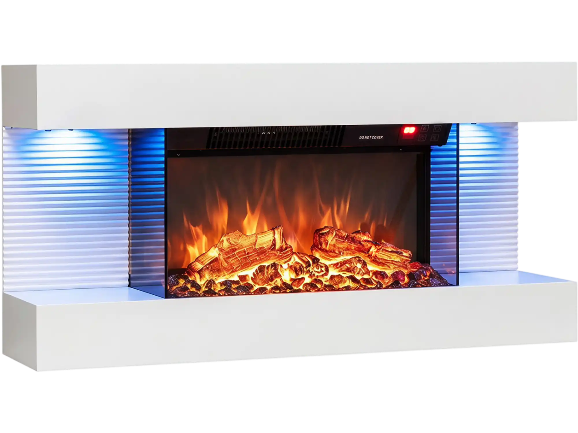 Costway 3-Sided White Wall Mount WiFi Electric Fireplace w/ Floating Mantel 43545114 New
