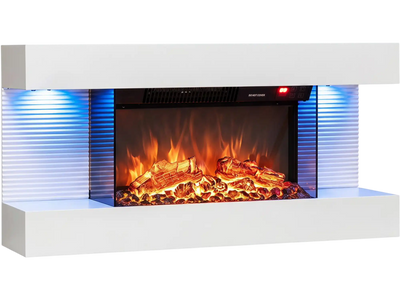 Costway 3-Sided White Wall Mount WiFi Electric Fireplace w/ Floating Mantel 43545114 New