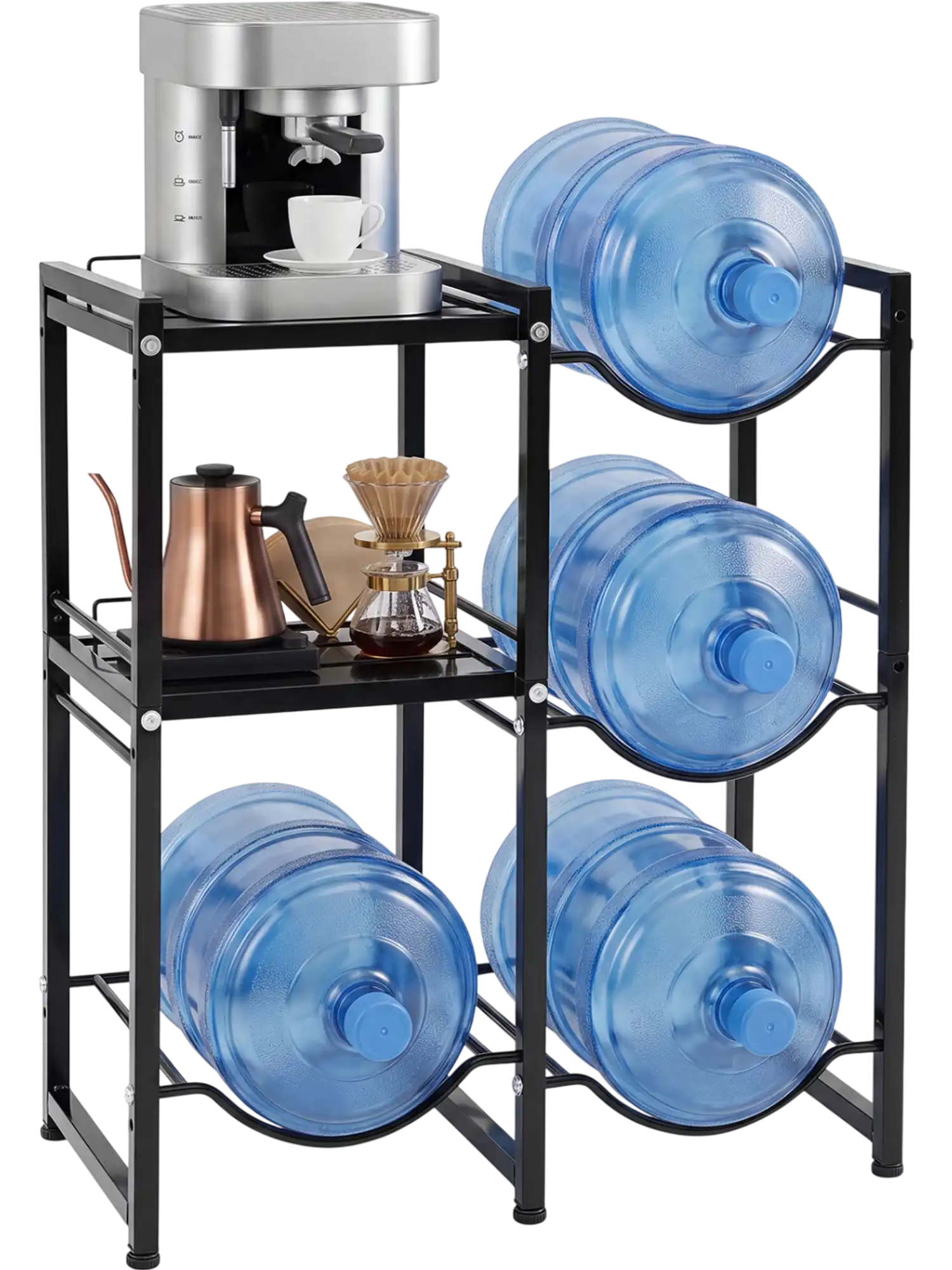 Costway 3-Tier 5 Gallon Water Jug Holder with Shelves 59349156 New