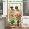 3-tier bamboo plant stand with adjustable hanger rod, perfect for displaying plants and maximizing light exposure.