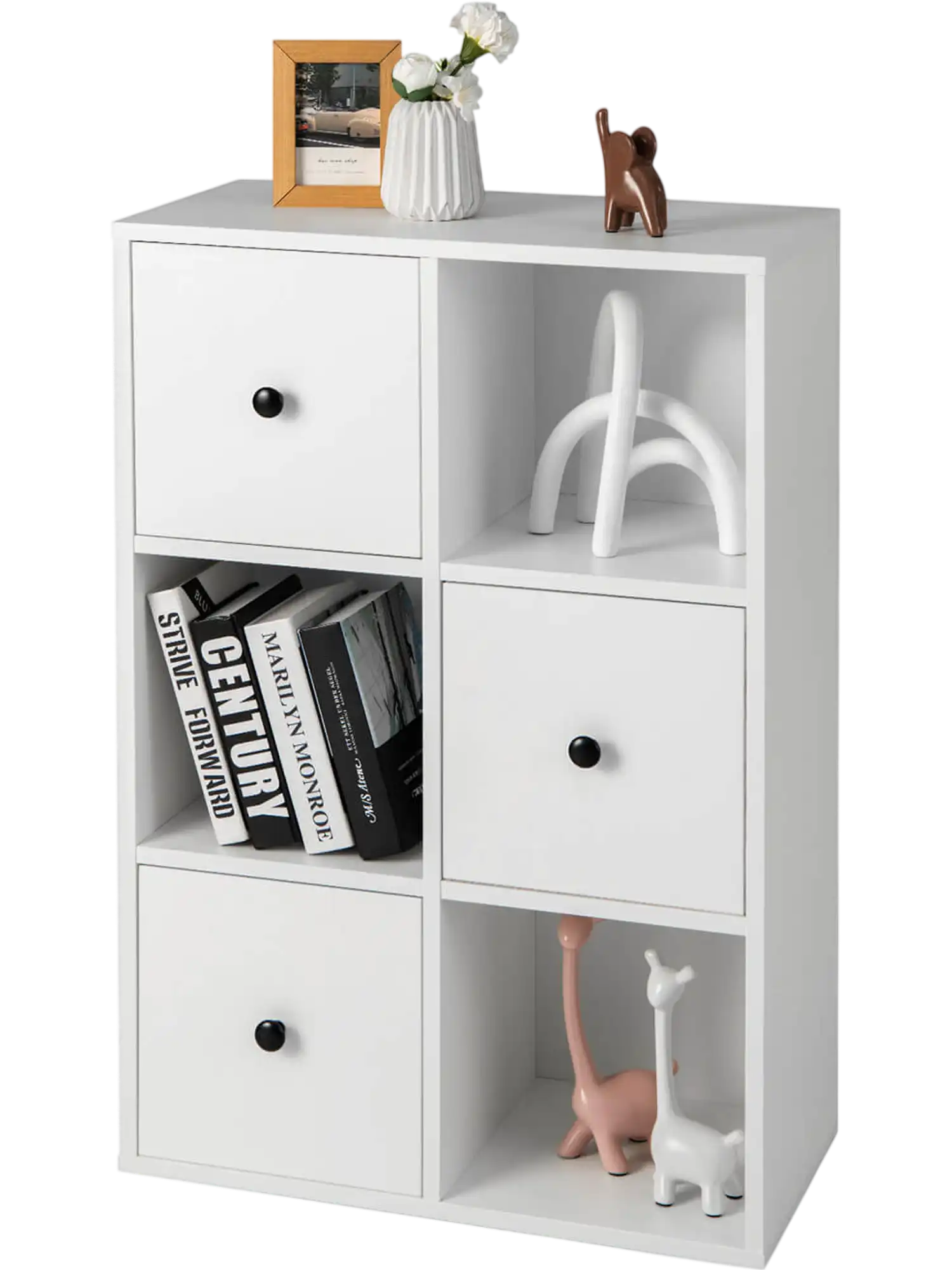 Costway 3-Tier Bookshelf with Anti-Toppling Device for Living Room 91428573 New