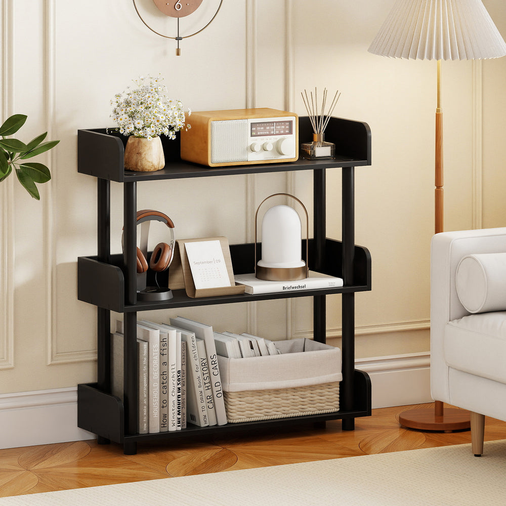 3-Tier Bookshelf with Anti-Tipping Kit and Industrial Storage Unit for Living Room-Black - Gallery View 1 of 9
