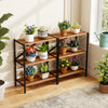 3-tier bookshelf with heavy-duty metal frame, featuring potted plants and decorative items for versatile indoor.