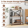 3-tier bookshelf with heavy-duty metal frame, wooden shelves, ideal for organizing books and decorations in any indoor.