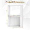 Dimensions of the 3-tier white bookshelf with open storage compartment, ideal for organizing books and decorations.
