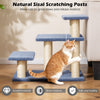 3-tier cat stairs with scratching posts and plush platforms in gray, ideal for climbing and lounging for cats and small.