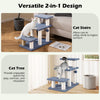 3-tier cat stairs in gray with scratching posts and plush platforms, ideal for climbing and lounging for pets.