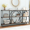 3-Tier Console Table with Faux Marble Top and Storage Shelves for Hallway Living Room-Rustic Brown - Gallery View 1 of 11