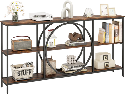 Costway 3-Tier Faux Marble Console Table with Storage Shelves 14799036 New