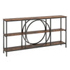 3-tier console table in rustic brown with faux marble top and metal frame, perfect for hallway or living room storage.