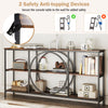 3-tier console table with faux marble top, rustic brown finish, featuring anti-topping devices for added safety.