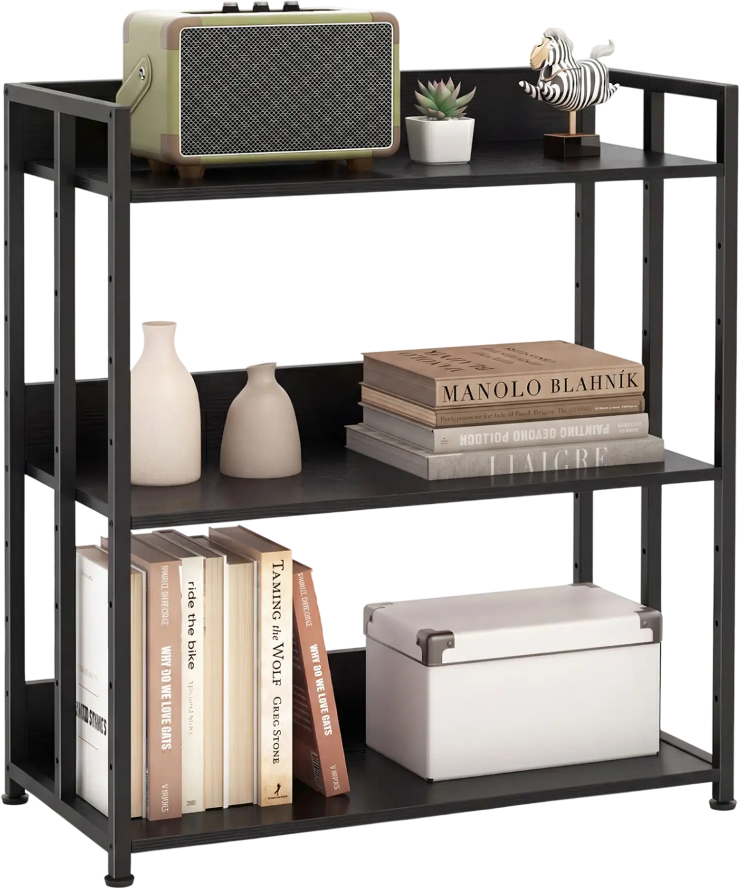 Costway 3-Tier Corner Bookshelf Adjustable Shelves Anti-Toppling 39025029 New