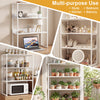 3-tier white countertop storage hutch with open shelves, ideal for kitchen, study, or balcony organization.