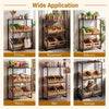 3-tier black drink crate rack with tilted design, holding crates for beer and water, ideal for kitchen and garage use.