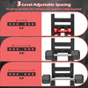 3-level adjustable spacing on the heavy-duty black dumbbell rack accommodates various sizes while maximizing storage efficiency.