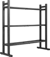 3-tier adjustable dumbbell rack in black with a 529LB capacity, designed for stability and compact storage in home gyms.