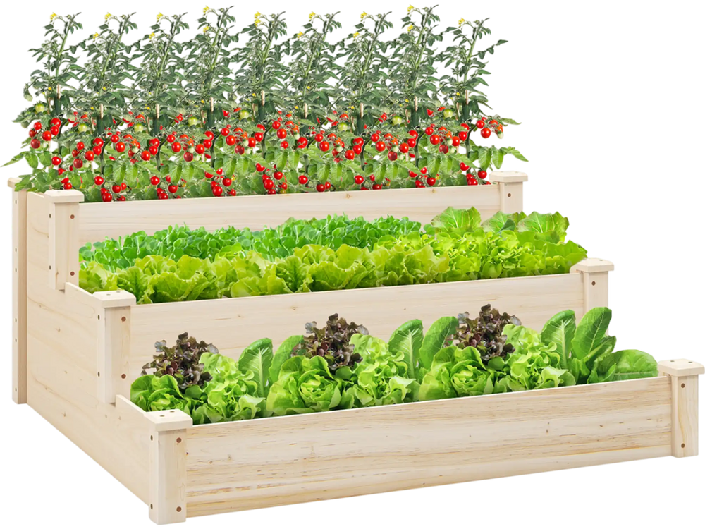 3 Tier Elevated Wooden Vegetable Garden Bed