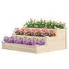 Three-tier elevated wooden vegetable garden bed made of sturdy fir wood, ideal for cultivating flowers and vegetables.