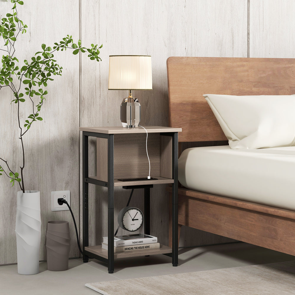 3-Tier End Table with USB Ports & Power Outlets-1 Piece - Gallery View 1 of 10