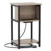 3-tier end table with USB ports and power outlets, featuring a sturdy metal frame and ample storage for living room or.