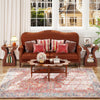 Set of 2 cherry 3-tier end tables with charging station and open storage shelves, perfect for living room decor.