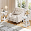 3-Tier End Tables with Charging Station Set of 2 with Open Storage Shelves-White - Gallery View 1 of 10