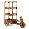 Vintage 3-tier fir wood wagon planter with fabric canopy and movable wheels, perfect for indoor and outdoor gardening.
