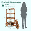 3-tier vintage flower cart display rack made of solid fir wood, featuring a fabric canopy and movable wheels for convenience.