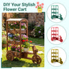 3-tier vintage flower cart planter made of fir wood with a fabric canopy, perfect for organizing plants in gardens or patios.