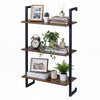 3-tier floating shelf in rustic brown with plants and decor, ideal for living room, home office, or bathroom storage.