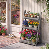 4-tier foldable plant stand made of fir wood, featuring staggered shelves for optimal sunlight exposure and stability.