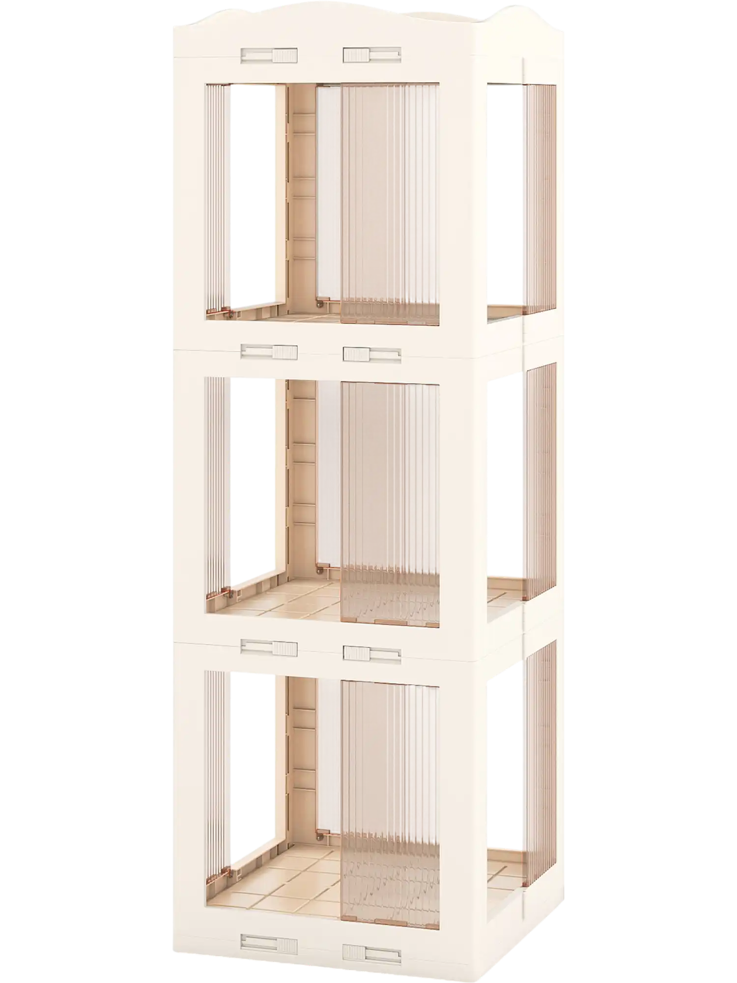 Costway 3-Tier Foldable Rotating Bookshelf with Swivel Base 83934962 New
