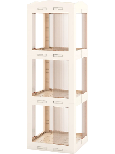 Costway 3-Tier Foldable Rotating Bookshelf with Swivel Base 83934962 New
