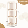 3-tier foldable rotating bookshelf in white with translucent panels, measuring 42.5" tall, ideal for corner storage.