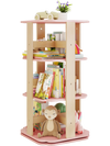 3-tier pink toddler book rack with 12 sectors, rotating design for easy access, perfect for kids' rooms or.