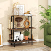 3-tier freestanding bookshelf in rustic brown with a metal frame, perfect for displaying books and plants in the living room.