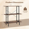 3-tier freestanding bookshelf in rustic brown with a metal frame, offering 200 lbs capacity for versatile storage and display.