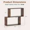 Geometric 3-tier wooden bookshelf in brown with dimensions, ideal for storing books and decorations.