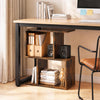 Freestanding 3-tier geometric bookshelf in brown, ideal for books and decor, perfect for narrow spaces or beside sofas.