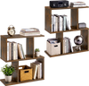 Geometric 3-tier bookshelf set in brown, featuring open design for books and decor, perfect for narrow spaces.