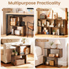 3-tier geometric bookshelf and side table set in brown, perfect for books, plants, and decor in compact spaces.