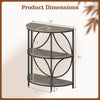 3-tier half round end table with gray wood-like surface and sturdy metal frame, perfect for living room storage and.
