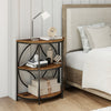 3-Tier Half Round End Table with Study Metal Frame for Living Room-Rustic Brown - Gallery View 1 of 11