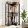 3-tier heavy duty clothes rack with 2 hanging racks and 3 shelves, ideal for organizing garments in stylish spaces.