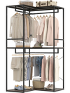 3-tier heavy duty clothes rack showcasing neatly hung garments and accessories, with a sturdy black metal frame for.