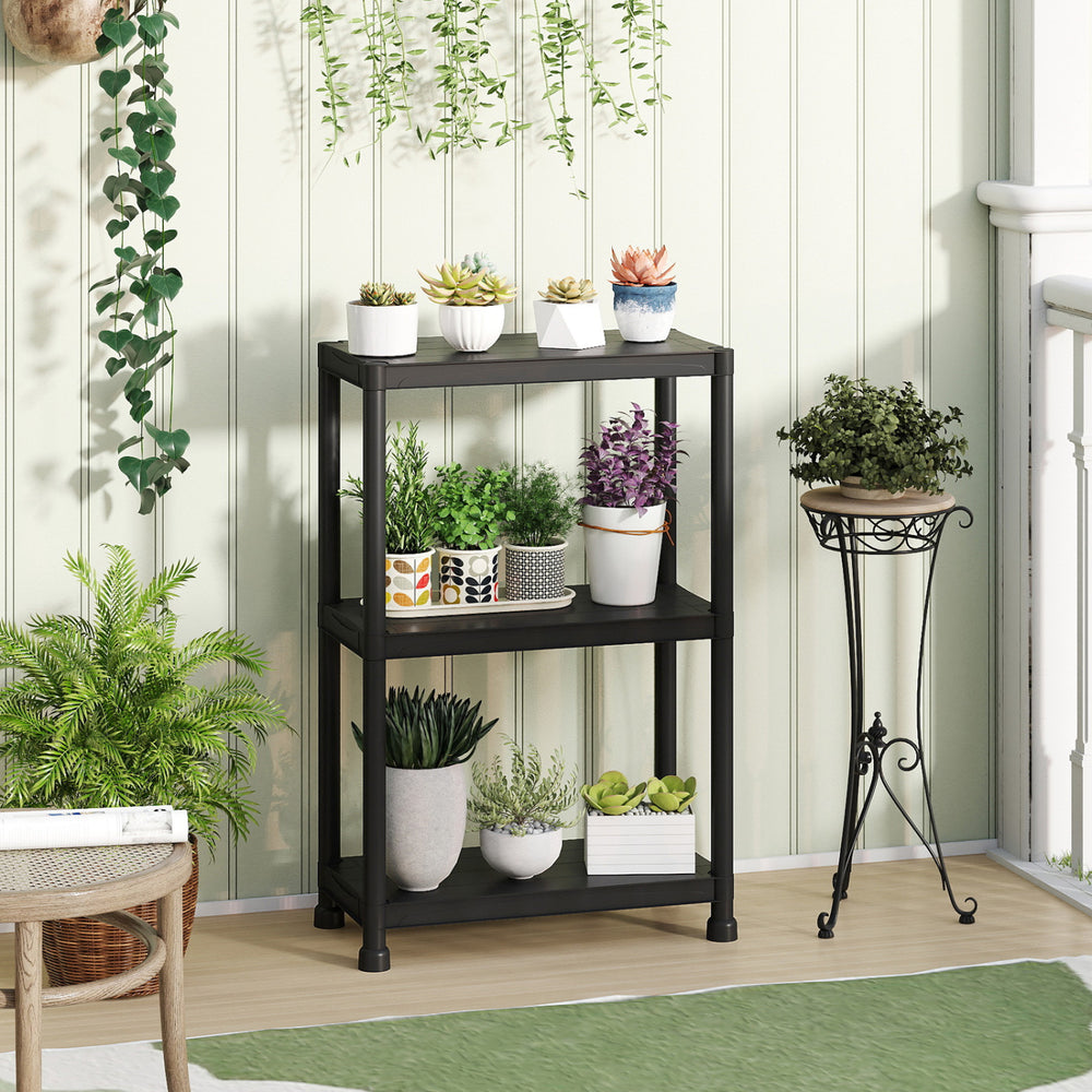 3-Tier Heavy-Duty Plastic Storage Shelves Freestanding Garage Shelving Unit - Gallery View 1 of 8