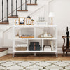 Three-tier white cubby bookshelf with open shelves, ideal for living room or office storage and display.
