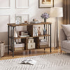3-Tier Horizontal Cubby Bookshelf with Open Shelves-Rustic Brown - Gallery View 1 of 10