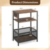 3-tier industrial side table in rustic brown with 2 AC outlets, 1 USB, and 1 Type-C port for versatile storage solutions.